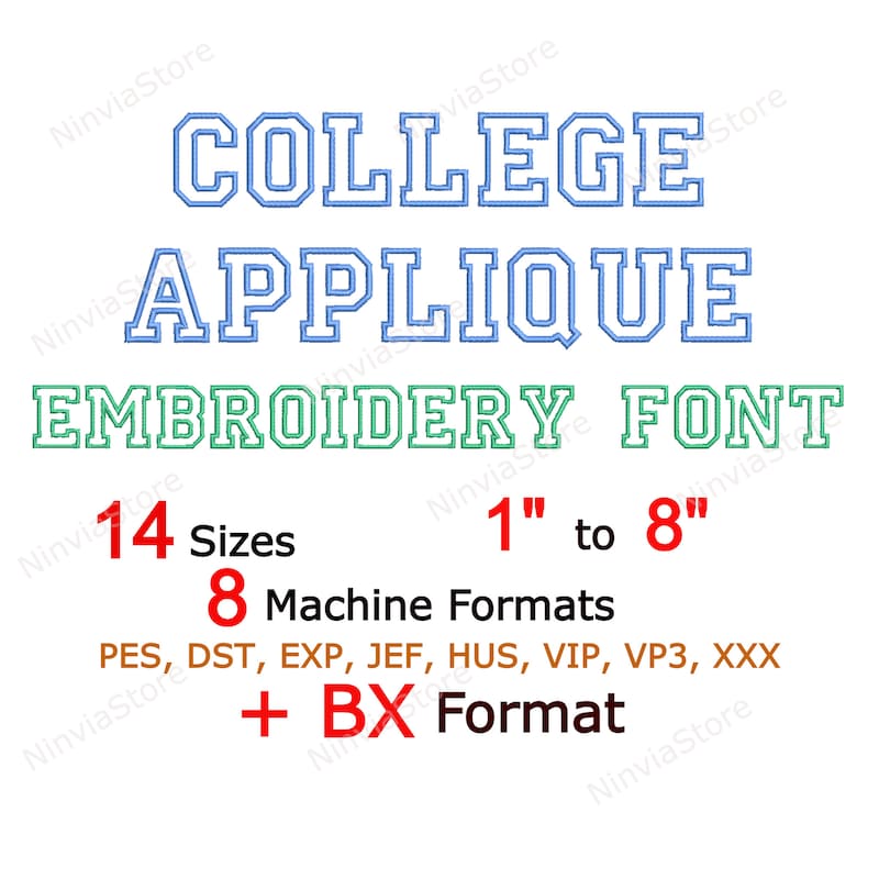 Applique Fonts Collegiate - Etsy