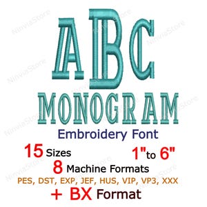 Monogram Embroidery Font BX, Alphabet Machine Embroidery Design, Monogramm Letters PES