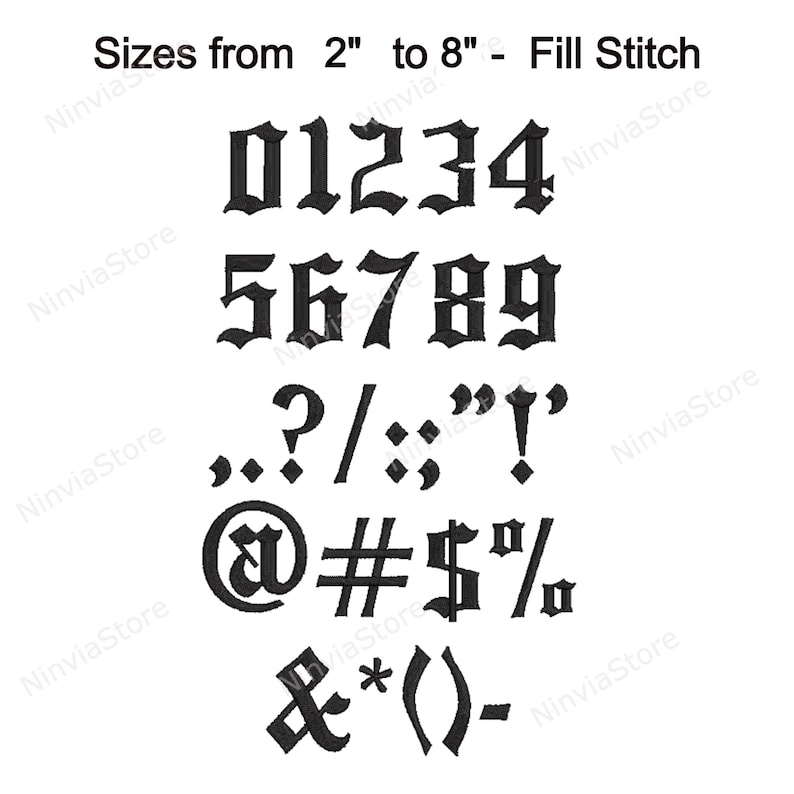 Gothic Embroidery Font, Alphabet PES Font for Embroidery, Machine Monogram BX Font, Old English Embroidery font pe, Small Font Old England image 8