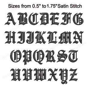 Gothic Embroidery Font, Alphabet PES Font for Embroidery, Machine Monogram BX Font, Old English Embroidery font pe, Small Font Old England image 3