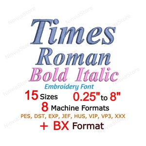 Times Roman Bold Italic Embroidery Font, Machine Embroidery Design, BX Font, Alphabet PES Font for Embroidery, pe Small Embroidery font bx