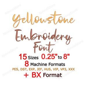 Yellowstone Embroidery Font, Script BX Letters, PES Calligraphy Alphabet Machine Embroidery Design, Cursive Monogram