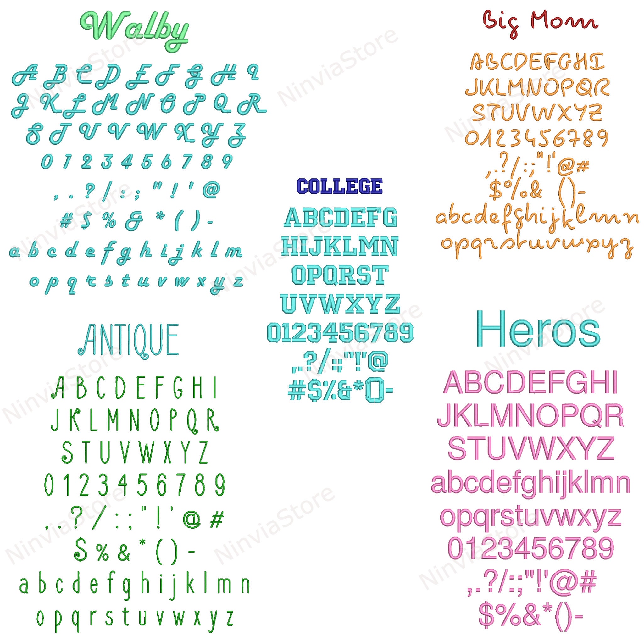 50 PES Embroidery Fonts 0.75 1.25 1.75 Etsy