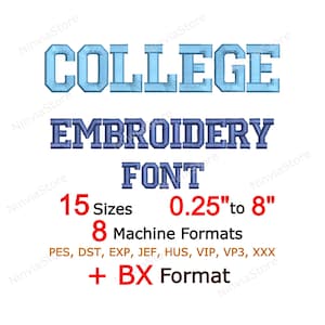 College Embroidery Font - Varsity Style -  Monogram Alphabet Machine Embroidery Design - BX PES + 7 Formats - Small Letters