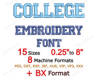 College Embroidery Font - Varsity Style -  Monogram Alphabet Machine Embroidery Design - BX PES + 7 Formats - Small Letters