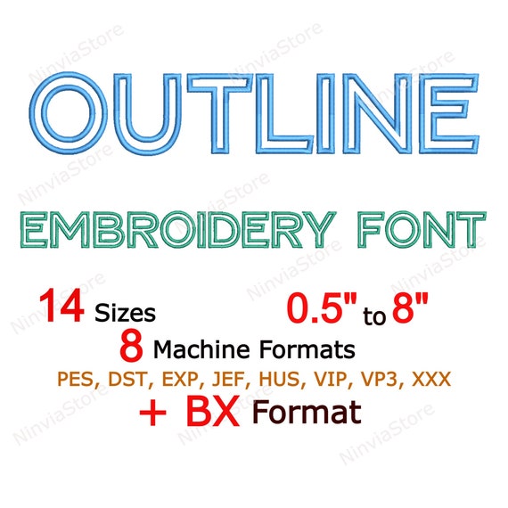 Outline Embroidery Font Monogram Alphabet Machine Embroidery Etsy