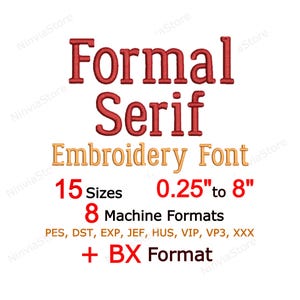 Formal Serif Embroidery Font - BX PES - Small Serif Letters - Alphabet Monogram Embroidery Design