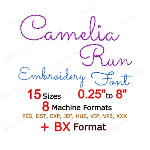 Run Stitch Stickerei Schrift, Camelia ONE Schrift, Monogramm Alphabet Maschinenstickerei, pe Schrift zum Sticken, kleine PES Schrift bx DST jef