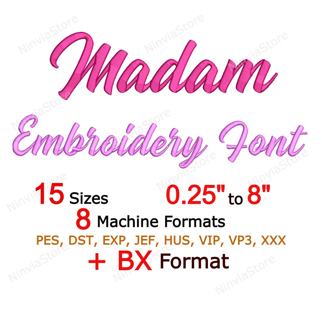 Madam Embroidery Font, Script Font, PES Monogram Font, BX Font for ...