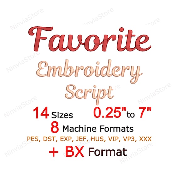 Favorite Script Embroidery Font, BX Font for Embroidery, Calligraphy Font pe, Alphabet Machine Cursive Font DST, PES Monogram Font, pe Font