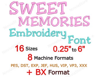 Süße Memories Stickschrift ONE, Monogramm Alphabet Maschinenstickerei, kleine Serifen Buchstaben