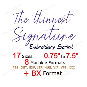 Signature Script Embroidery Font BX, Satin Thin handwritten Letters PES, Alphabet Machine Embroidery Design