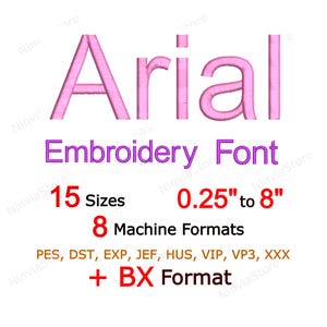 Arial Embroidery Font - Small Block Letters BX PES + 7 Formats, Monogram Alphabet Machine Embroidery Design