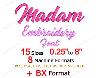 Madam Embroidery Font, Script Font, PES Monogram Font, BX Font for Embroidery, Alphabet Machine Embroidery Design, Small Embroidery Font BX