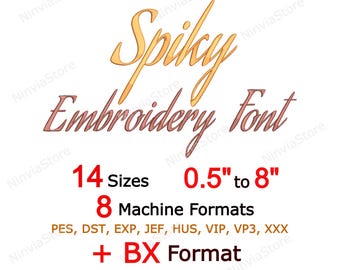 Spiky Script Embroidery Font, Calligraphy PES BX Monogram, Cursive Alphabet Machine Embroidery Design