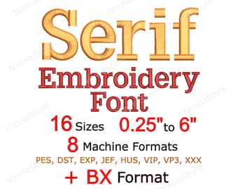 Serif Embroidery Font - BX PES + other Formats - Monogram Alphabet Machine Embroidery Design - Letters