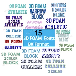 3D Foam Embroidery Fonts Bundle, BX Format (Digital Download)