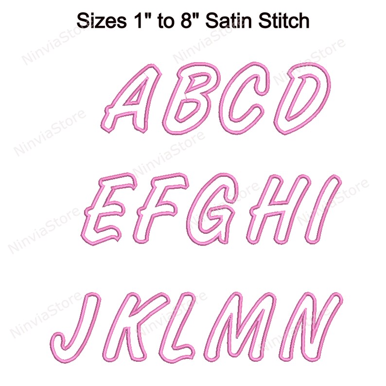 Amanda Outline Script Embroidery Font BX, Alphabet Machine Embroidery ...