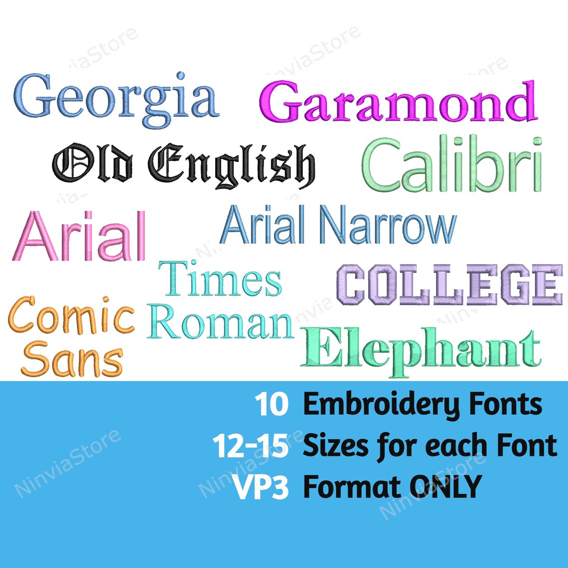 VP3 Embroidery Font Bundle Machine Embroidery Font VP3 Etsy