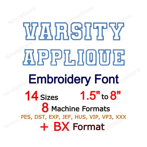 Varsity Applique Embroidery Font, Machine Embroidery Design, Monogram BX Font, Alphabet PES Font for Embroidery, Varsity Embroidery font, BX