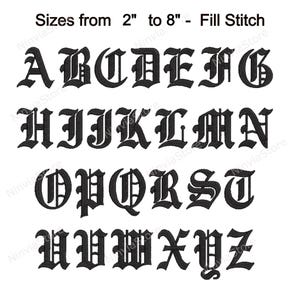 Gothic Embroidery Font, Alphabet PES Font for Embroidery, Machine Monogram BX Font, Old English Embroidery font pe, Small Font Old England image 6