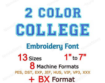 2 Color College Embroidery Font, BX PES, Alphabet Machine Embroidery Design, Outline Border Varsity Letters
