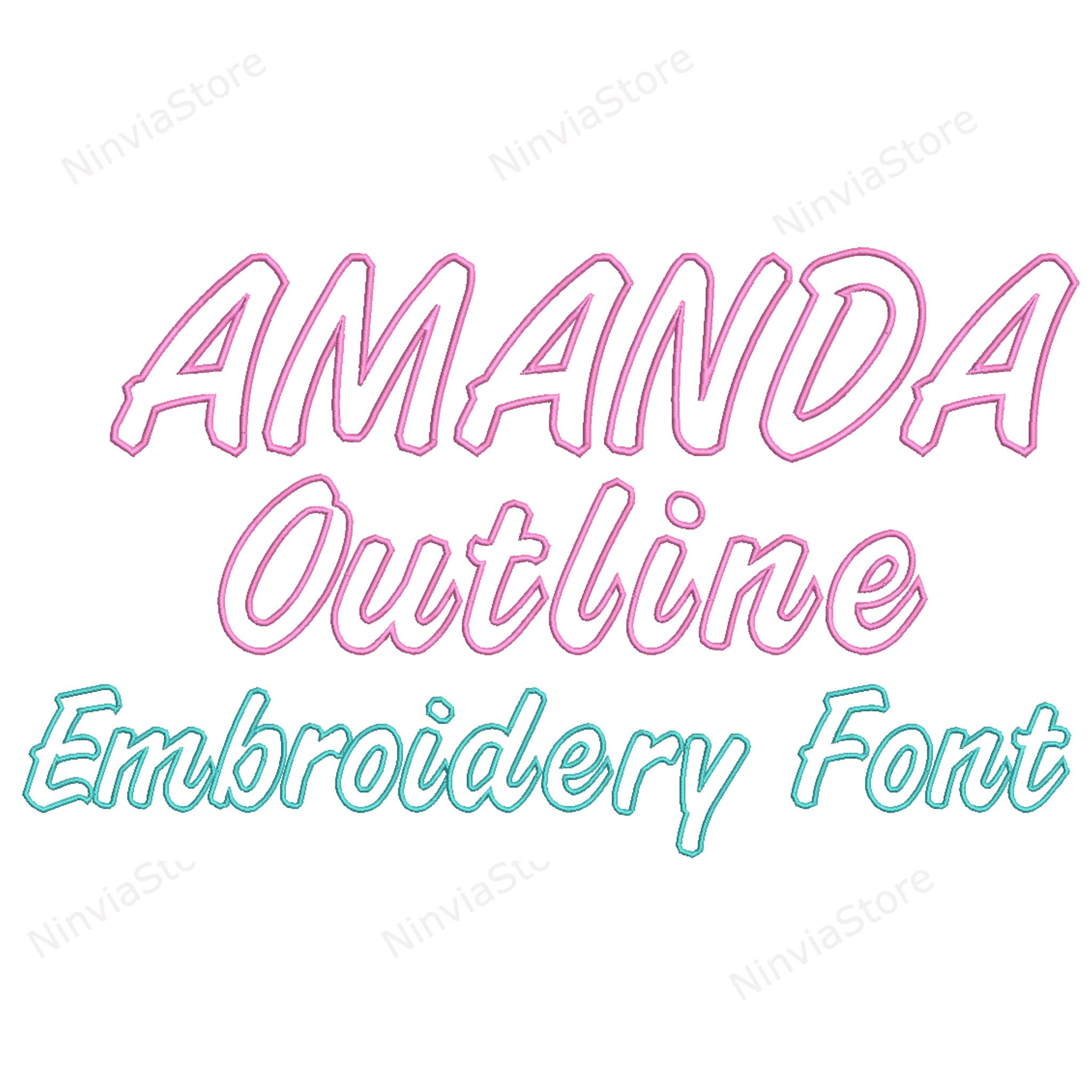 Amanda Outline Script Embroidery Font BX, Alphabet Machine Embroidery ...