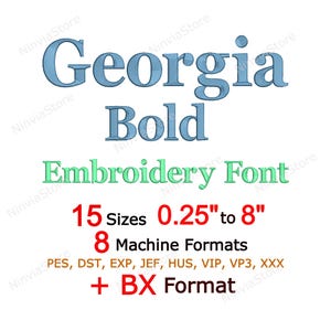 Georgia Bold Embroidery Font, Monogram Alphabet Machine Embroidery Design BX PES, Small Serif Letters