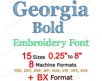 Georgia Bold Embroidery Font, Monogram Alphabet Machine Embroidery Design BX PES, Small Serif Letters