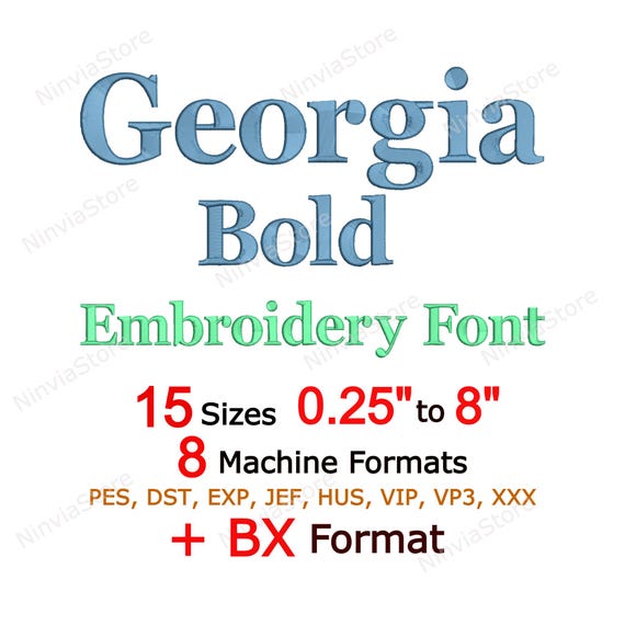 Georgia Bold Embroidery Font, Monogram Alphabet Machine Embroidery Design BX PES, Small Serif Letters