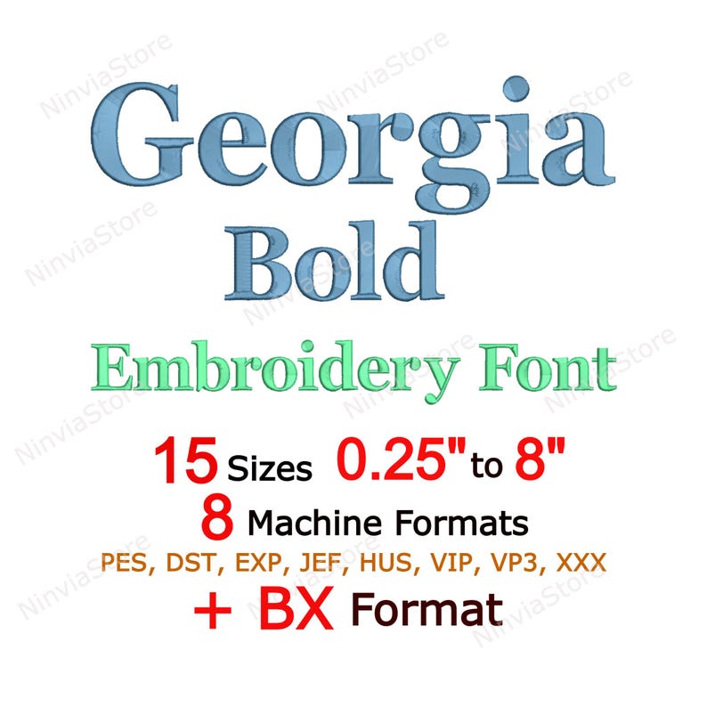 Georgia Bold Embroidery Font, Monogram Alphabet Machine Embroidery Design BX PES, Small Serif Letters image 1