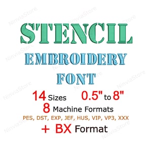 Stencil Embroidery Font, Monogram BX Font, Machine Embroidery Design, Alphabet PES Font for Embroidery, pe Embroidery font bx Small Font dst