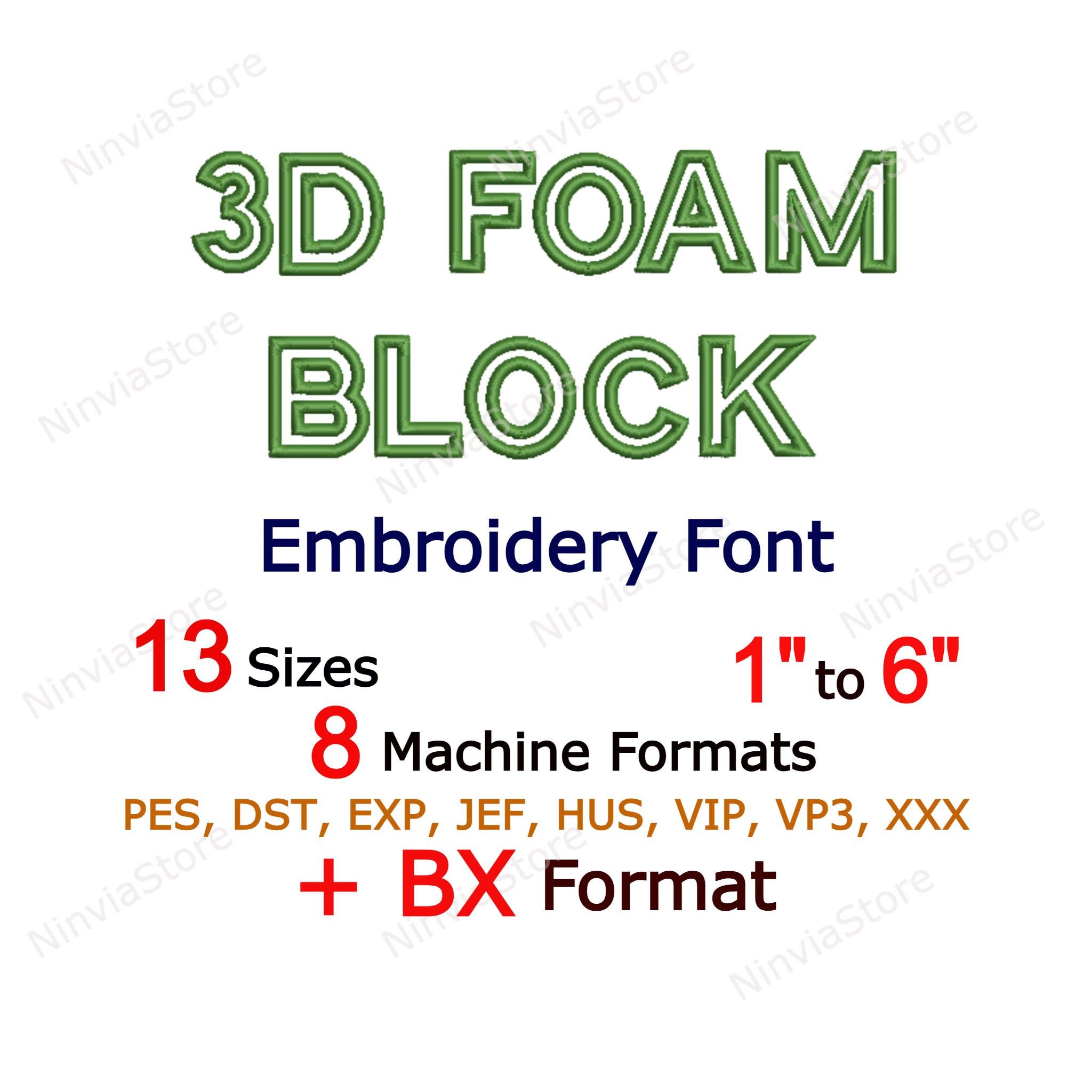 3D Foam Outline Block Embroidery Font, 3D Puff Foam Block BX Font, Block pe Font for Embroidery, Alphabet Machine Embroidery Design