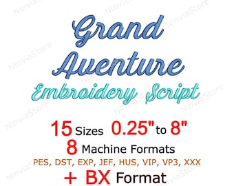 BX Script Embroidery Font, Cursive Letters, Monogram Alphabet Machine Embroidery Design, PES + 7 Formats