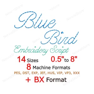 Run Stitch Schrift, Bean Stitch Bullet Journal Stickdatei, kursives Monogramm Alphabet, Maschinenstickerei - SX PES + 7 Formate