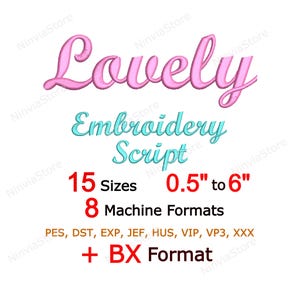 Belle police de broderie script - motif de broderie Machine monogramme cursive - calligraphie alphabet lettres BX PES + 7 formats