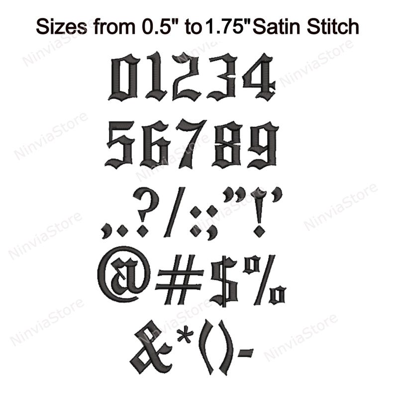 Gothic Embroidery Font, Alphabet PES Font for Embroidery, Machine Monogram BX Font, Old English Embroidery font pe, Small Font Old England image 5
