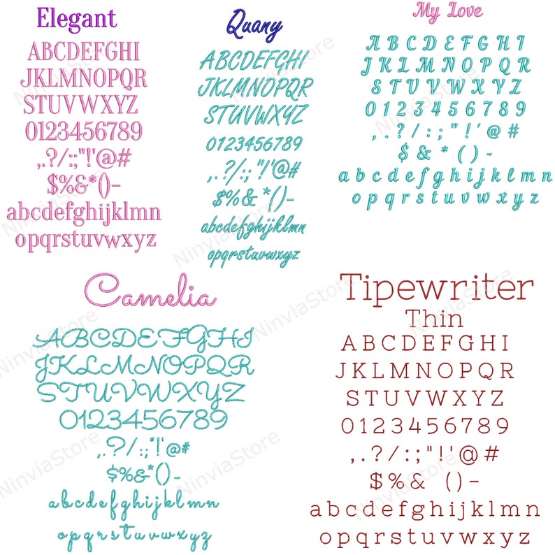 50 PES Embroidery Fonts 0.75 1.25 1.75 Etsy