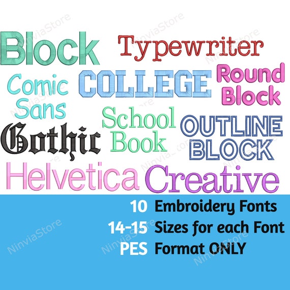 PES Embroidery Font Bundle Machine Embroidery Font Pe Small Etsy