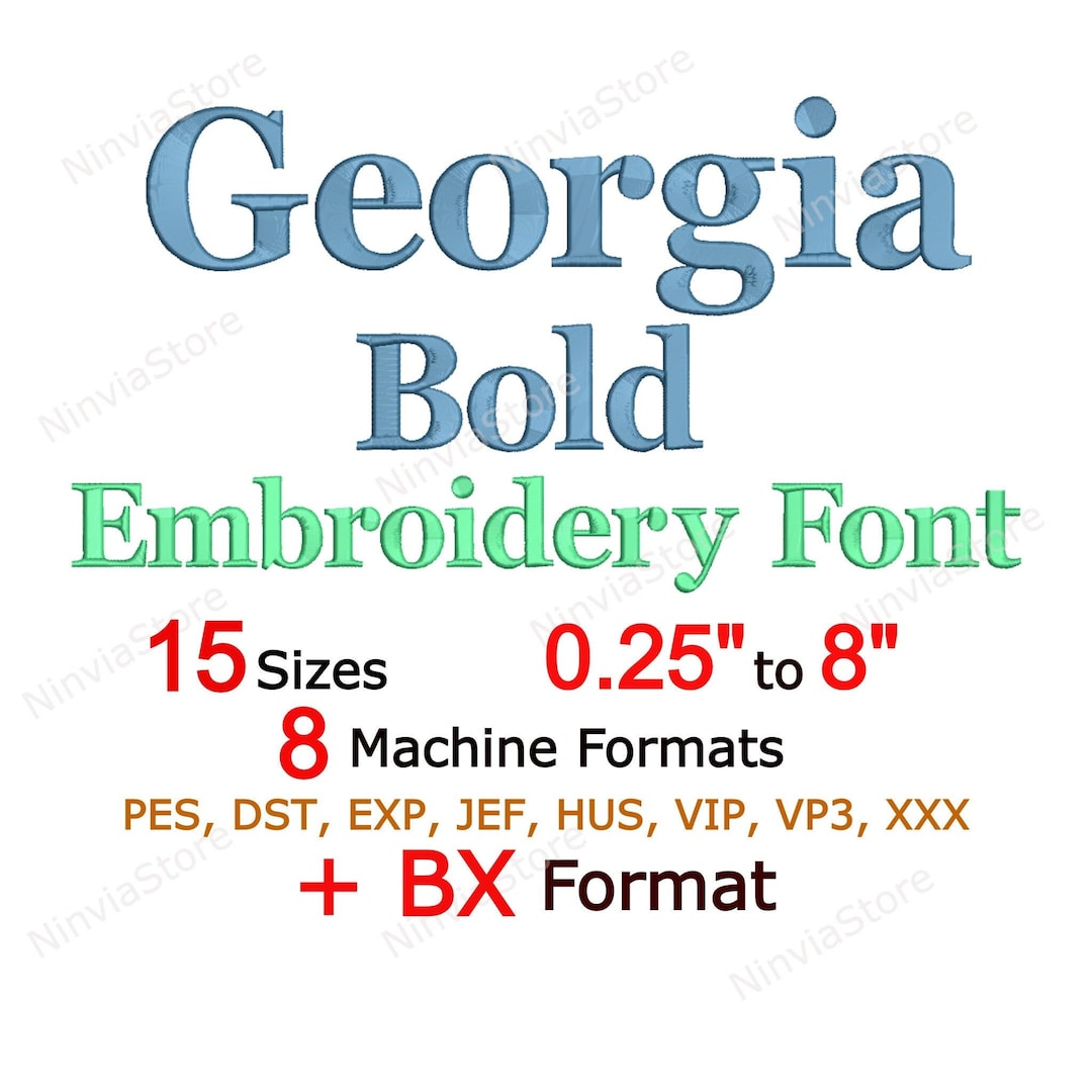 Georgia Bold Embroidery Font, Monogram Alphabet Machine Embroidery ...