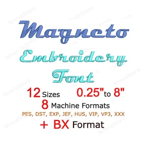 Magneto Embroidery Font, BX PES Monogram Letters, Script Alphabet Machine Embroidery Design