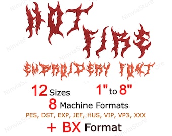 Hot Fire Halloween Embroidery Font, BX PES Monogram Alphabet Machine Embroidery Design, Helloween Letters
