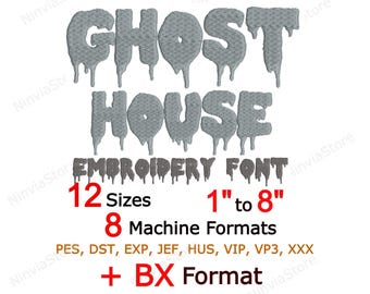 Halloween Drip Embroidery Font, BX PES Monogram Alphabet Machine Embroidery Design, Helloween Spooky Letters