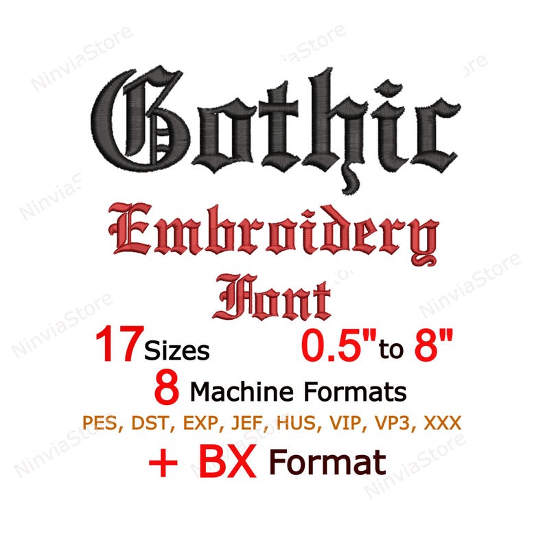Gothic Embroidery Font, Alphabet PES Font for Embroidery, Machine Monogram BX Font, Old English Embroidery font pe, Small Font Old England image 1