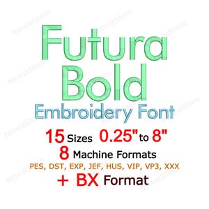Futura Bold Embroidery Font, Monogram Alphabet Machine Embroidery Design, BX PES Sans Serif Letters