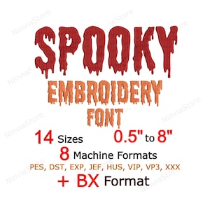 Spooky Embroidery Font, Halloween BX Font for Embroidery, PES Monogram Alphabet Machine Embroidery Design, Helloween Letters