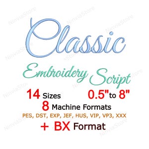 Police de broderie script classique, police BX pour la broderie, police de calligraphie pe, police cursive alphabet Machine DST, police monogramme PES, police pe