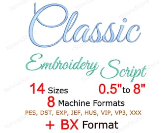 Classic Script Embroidery Font, BX Font for Embroidery, Calligraphy Font pe, Alphabet Machine Cursive Font DST, PES Monogram Font, pe Font