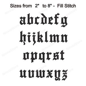 Gothic Embroidery Font, Alphabet PES Font for Embroidery, Machine Monogram BX Font, Old English Embroidery font pe, Small Font Old England image 7