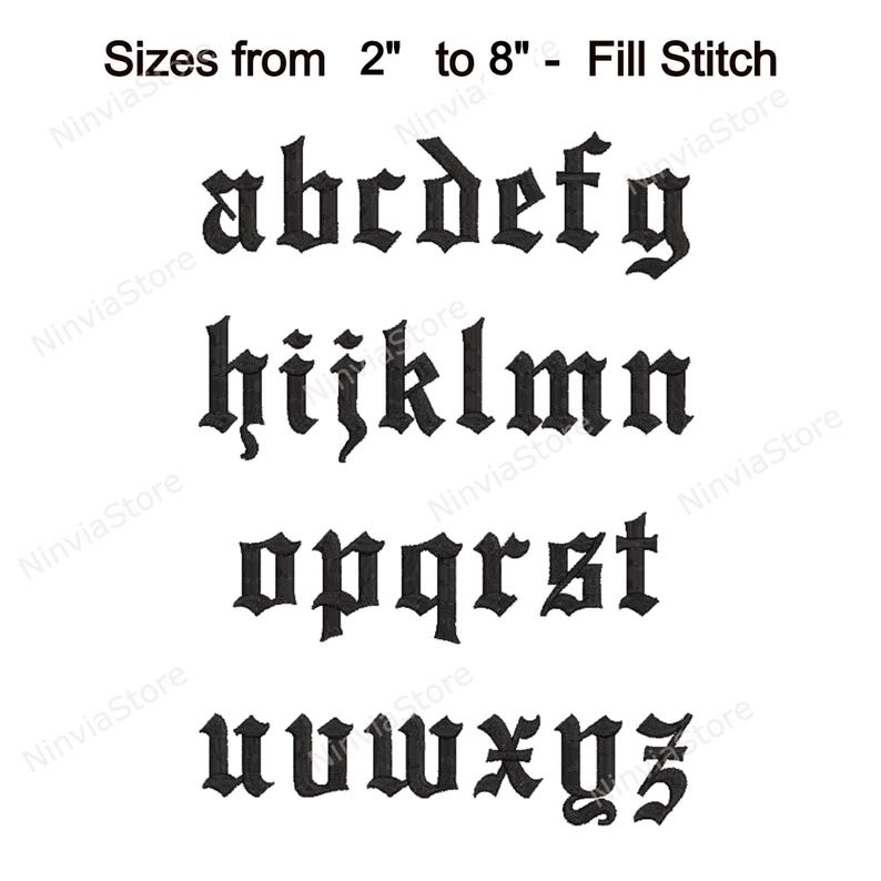Gothic Embroidery Font, Alphabet PES Font for Embroidery, Machine Monogram BX Font, Old English Embroidery font pe, Small Font Old England image 7
